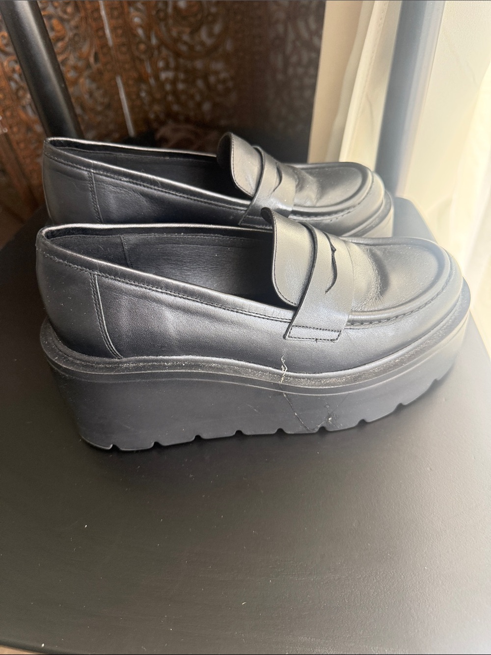 L'INTERVALLE Black Platform Penny Loafers - Picture 2 of 6